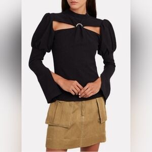 Cult Gaia Puff Sleeve Cutout Blouse